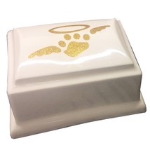 Small/Keepsake 45 Cubic Inch Ivory Halo Paw Ceramic Funeral Cremation Urn - £132.69 GBP