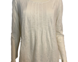 J.Jill Ecru Scoop Neck Long Sleeve T Shirt Pleated Bodice Size PL - $30.16 CAD