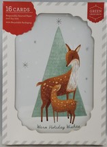 Green Inspired Holiday Greeting Cards, Mama &amp; Baby Deer Design Boxed Car... - $15.83