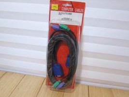 NOS 15 Ft KVM Switch Cable, 6-pin PS/2 Keyboard Mouse M/M &amp; HD15 VGA M/F - £14.61 GBP