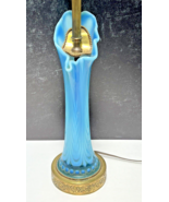 Northwood Blue Jewels and Drapery Swung Glass Vase Boudoir Table LAMP WO... - £93.03 GBP