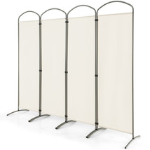 4 Panels Folding Room Divider 6 Ft Tall Fabric Privacy Screen White - £80.72 GBP