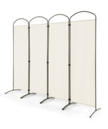 4 Panels Folding Room Divider 6 Ft Tall Fabric Privacy Screen White - $93.99