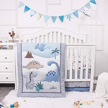Crib Bedding Set Dinosaur Baby Nursery 3-Piece Standard Size Grey Blue U... - £59.87 GBP