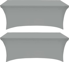 Utopia Kitchen Spandex Tablecloth 2 Pack [6FT, Grey] Tight, - £28.54 GBP