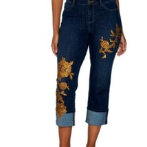 Logo Lori Goldstein Womens 4 Straight Embellished Cuffed Jeans - £19.94 GBP