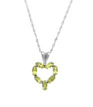 14 K White Gold Genuine Marquise Peridot Heart Pendant with Chain - £111.08 GBP