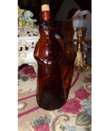 Vintage 1980s Mrs. Butterworth&#39;s Amber Glass Syrup Bottle w/ cork Cap 8.... - $15.80