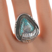 sz7 Vintage Navajo silver and turquoise ring kj - $153.45