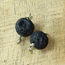 Black Lava Round Vermeil Pair Briolette Natural Loose Gemstone Making Jewelry - £2.09 GBP