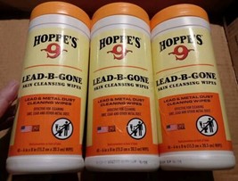 Lot of 3 - Hoppes Lead-B-Gone Skin Cleaning Wipes Metal Dust Remover - 4... - £14.78 GBP