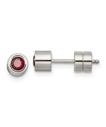 Chisel Red CZ January Birthstone Post Earrings Stainless Steel Polished - $35.23