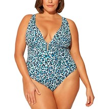 MSRP $135 Bleu Rod Beattie Womens Swimwear Plus One-Piece Plunge Navy Size 22W - £36.93 GBP