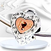 Pandora Two Tone Rose Gold Splittable Lock Heart Charm 782505C00 US SELLER - $38.61