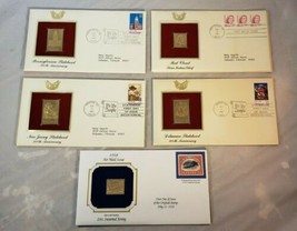 Set of 5 Golden Replica First Day of Issue PA / NJ / DE Statehood Stamp Set - £6.18 GBP