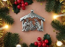 Vintage Sterling Silver Nativity Manger Ornament or Brooch | Signed Mari... - $38.99