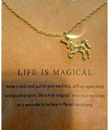 UNICORN LITTLE GIRLS  NCEKLACE LIFE IS MAGICAL  GOLD  8 IN - £4.68 GBP