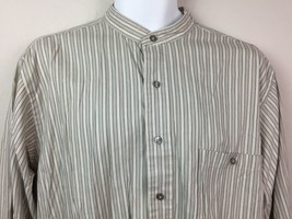 Van Heusen Men&#39;s White Striped Button Up Shirt Gray Brown Size 32 / 33 - £31.46 GBP