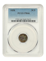 1858 3CS PCGS PR66 - $12,125.00
