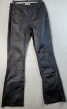 We The Free Pants Women Size 32 Black Leather Cotton Flat Front Straight Leg EUC - £20.22 GBP