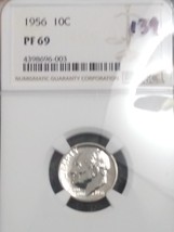 1956 Ngc Pf 69 - Silver Roosevelt Dime Near Perfect Rare Super High Grade Proof - £117.53 GBP