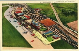 Aerial View Lambert Field Vintage Linen St. Louis, Missouri Postcard - £12.42 GBP