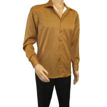 Men's Sports Shirt By Moderno Checker Fancy Long Sleeves MJLS-890 Gold image 8