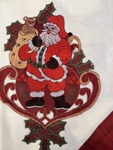 Christmas Santa Claus Holiday Burgundy Embroidered Kitchen Curtain 3 Pcs Set - £15.83 GBP