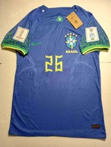 Gabriel Martinelli Brazil 2022 World Cup Match Slim Fit Blue Away Soccer Jersey - £79.92 GBP