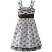 Girls Dress Holiday Easter Party White Brown Butterfly Sleeveless Smocked $62- 7 - £24.53 GBP