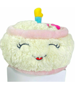 Squishable Birthday Cake Plush White Pink Candle Smiley Face Shaggy Soft... - £9.36 GBP