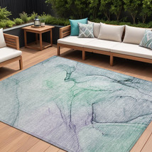 9' X 12' Blue and Gray Abstract Washable Non Skid Indoor Outdoor Area Rug - €392,95 EUR