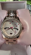 Luv Betsey by Betsey Johnson Eyes Closed Pink Hearts Fashion Watch - £67.21 GBP