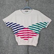 Vintage Zero Sport T-shirt Women Medium White Multicolor Stripes Raglan ... - $16.82