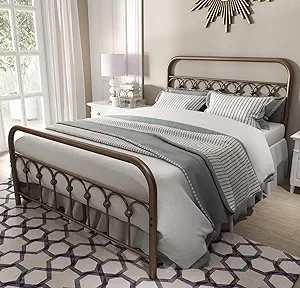 Vintage Sturdy Full Size Metal Bed Frame With Headboard And Footboard Ba... - $222.99