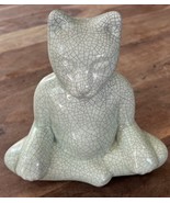 Collectible Light Green Crackled Venice Clay Buddha Kitty Cat By G. Stei... - $35.00