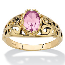 PalmBeach Jewelry Gold-Plated Silver Birthstone Ring-June-Alexandrite - £31.33 GBP