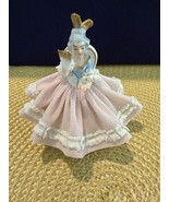 Dresden Antique German Porcelain Figurine  Lace, Lady Sitting With Fan - $34.65