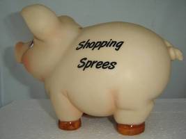 Piggy Bank Blush Pink Color Shopping Sprees Sentiment Resin 10" Long image 3