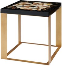 Side Table Bungalow 5 Calypso Black Lacquered Top Gold Leaf Genuine Buffalo - £1,870.62 GBP