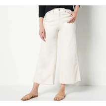 Encore by Idina Menzel Colored Wide Leg Crop Jeans (Oyster, Petite 12) A501298 - £14.25 GBP