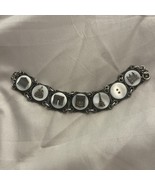 Vintage Silver &amp; Mother-of-Pearl Paris France Souvenir Bracelet 8” Missi... - €13,02 EUR