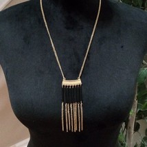 Elegant Womens Fashion Chunky Gold Tone Fringe Long Necklace with Lobster Clasp - £21.14 GBP