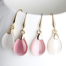 New Fashion wihite Pink Moonstone earring drop design earrings for women Simple  - £10.38 GBP