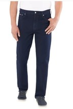 Calvin Klein Mens Jeans Dark Blue Denim 5-Pocket Straight Fit Stretch Zi... - $52.99