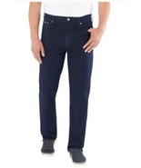 Calvin Klein Mens Jeans Dark Blue Denim 5-Pocket Straight Fit Stretch Zi... - $74.36 CAD