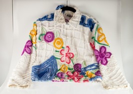 Damze Chenille Bedspread Zip Jacket With Colored Flower Motif XS/S - £173.30 GBP