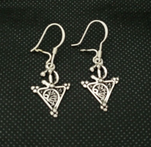 Moroccan Earrings Silver Beber Tuareg Filigree Dangle Tazerzit Handmade ... - $455.78 MXN