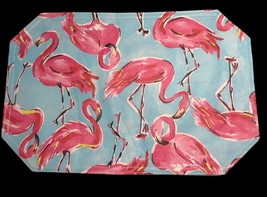Pink Flamingos Vinyl Placemats Set of 4 Indoor Outdoor Summer Beach Reversible - £21.99 GBP