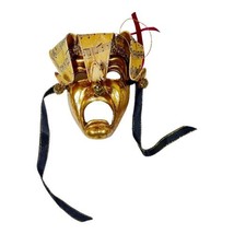 Vtg Wayne Kleski Musical Jester Mardi Gras Glitter Mask Christmas Ornament - £74.54 GBP